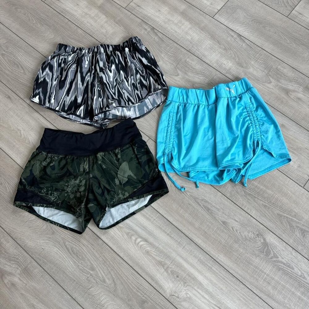 Bundle of 3 Active Wear Multi Color Dri Fit Shorts by Puma/Old Navy/Reebok, XS/S